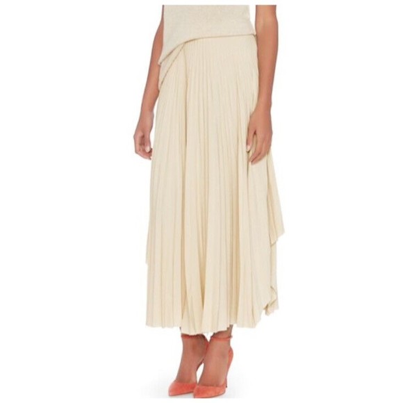 Helmut Lang Pleated Chiffon Midi Skirt Womens Size 2 High Waist  Oyster NEW - Picture 3 of 13